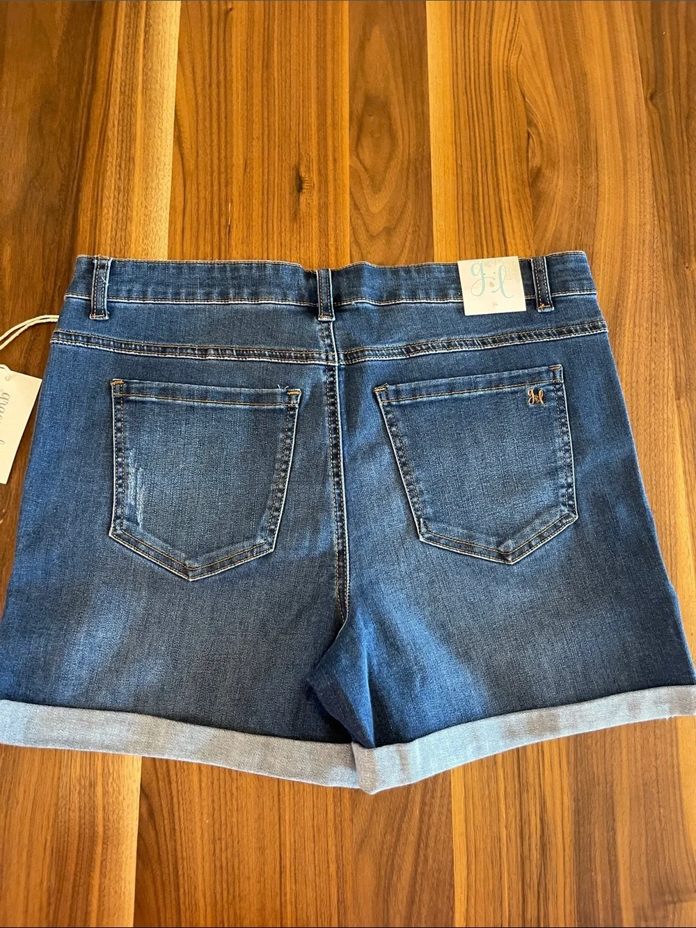 NWT 2 Pair of Grace & Lace Dark Blue Denim Shorts - Size 14